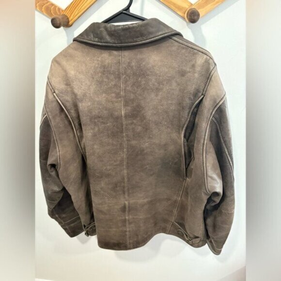 Timberland VINTAGE Dark Brown genuine Leather Weather Gear Jacket- Large - Picture 3 of 12